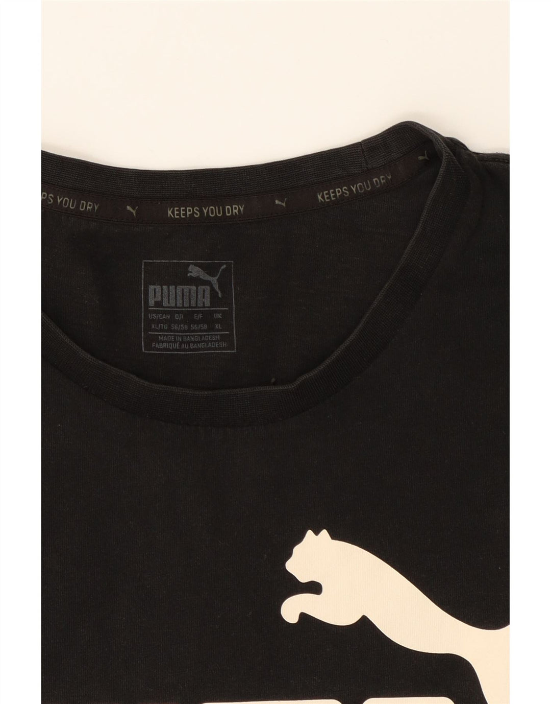 PUMA Mens Graphic T-Shirt Top XL Black Cotton Vintage Puma and Second-Hand Puma from Messina Hembry 