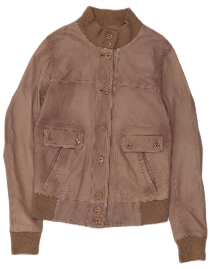 Zen Damen Crop Lederjacke UK 8 Kleines braunes Leder