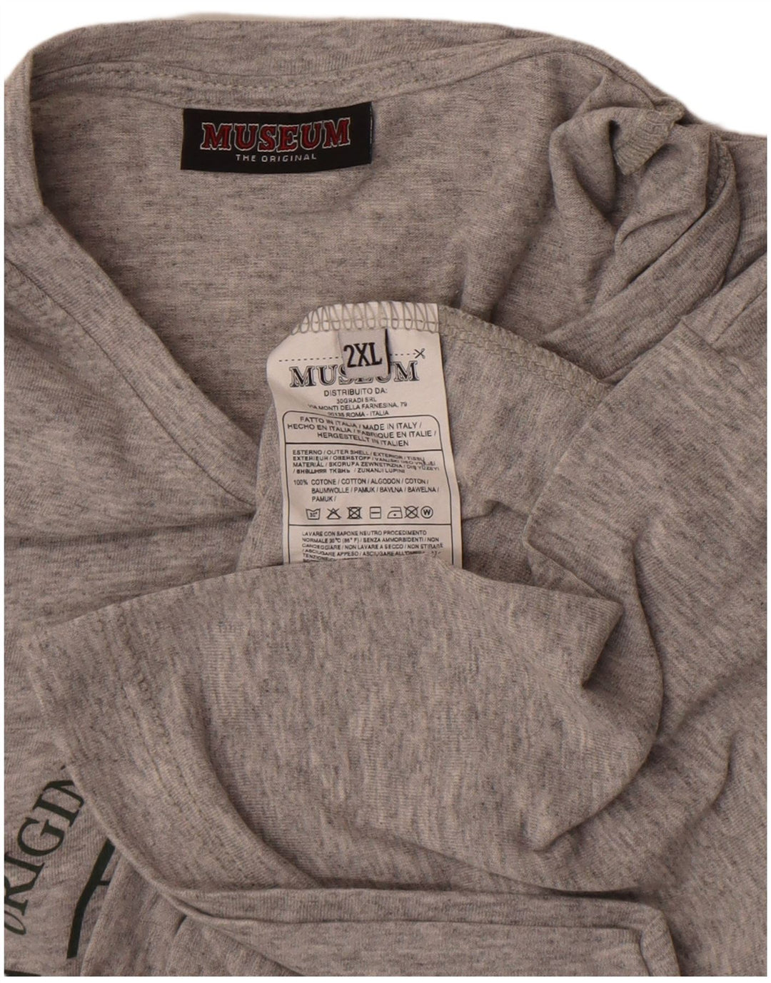 Museum Herren-T-Shirt mit Grafik, 2XL, graue Baumwolle
