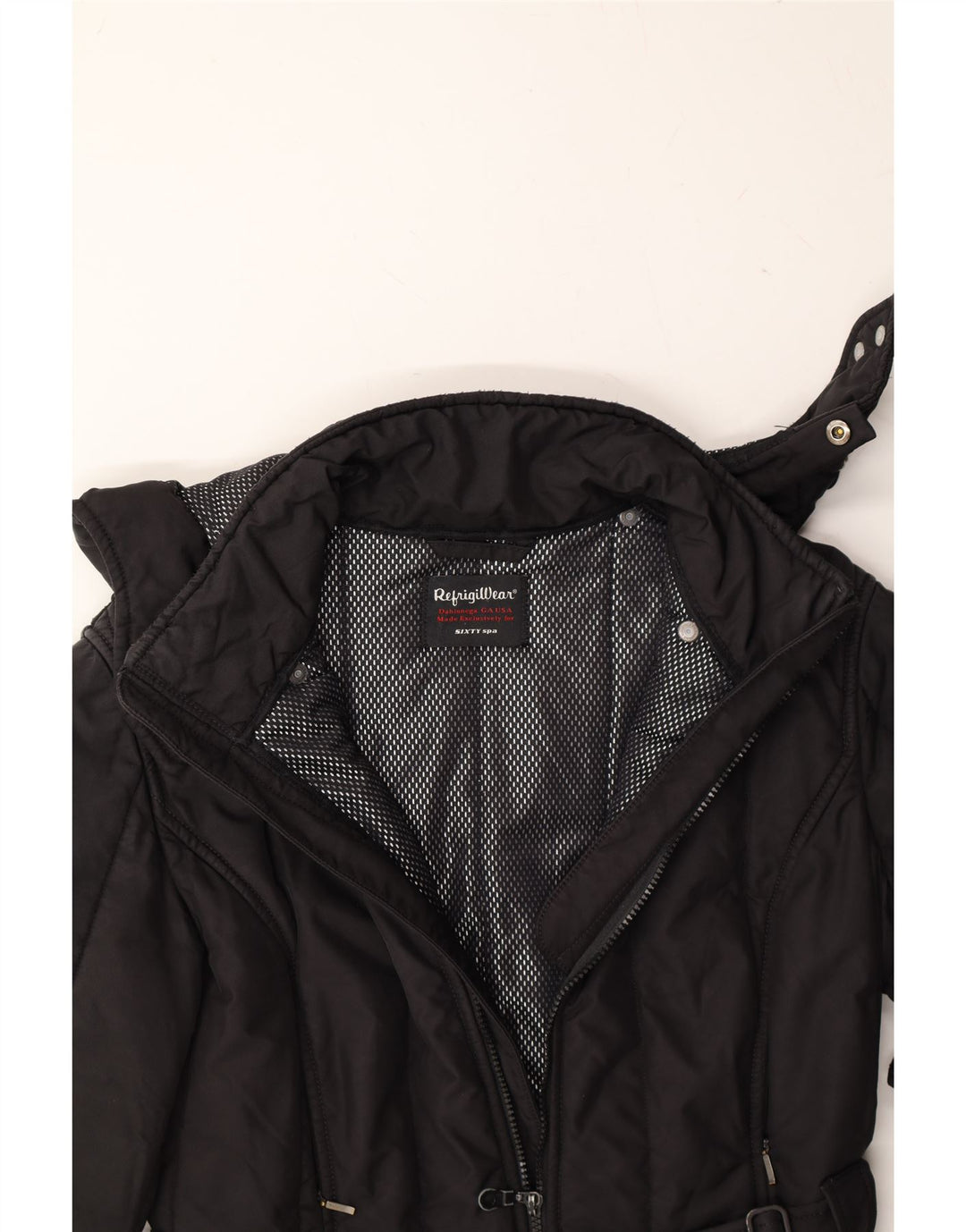 REFRIGIWEAR Womens Hooded Padded Coat UK 10 Small Black Nylon Vintage Refrigiwear and Second-Hand Refrigiwear from Messina Hembry 