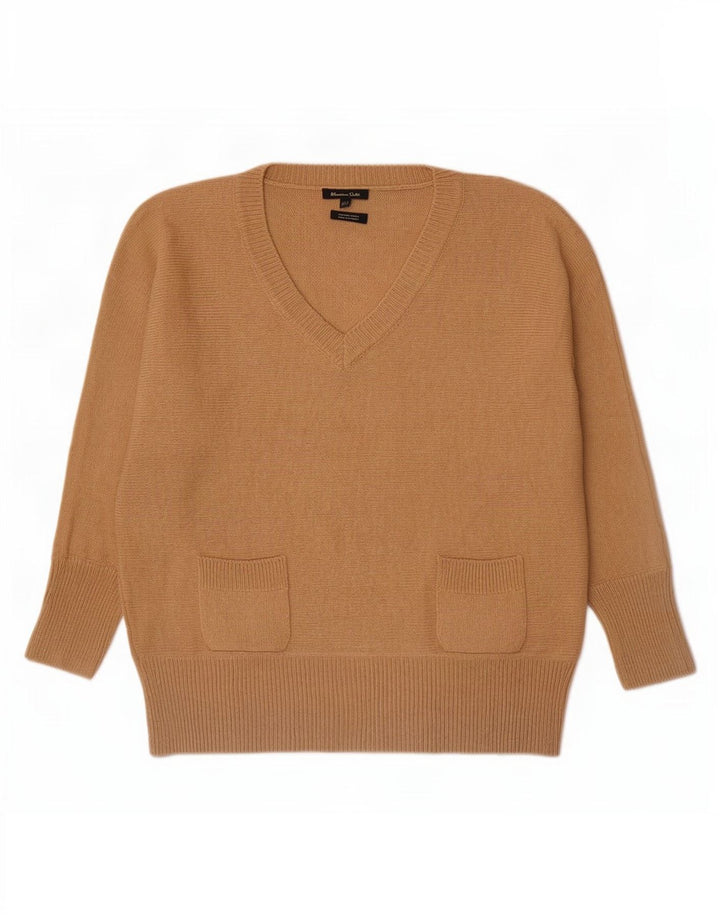 Massimo Dutti Damen-Pullover mit V-Ausschnitt, UK 14, mittelbeige Wolle