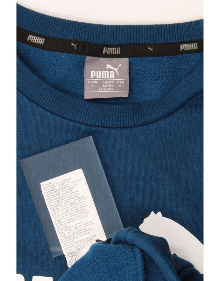 PUMA Mens Graphic Sweatshirt Jumper Large Blue Cotton Vintage Puma and Second-Hand Puma from Messina Hembry 