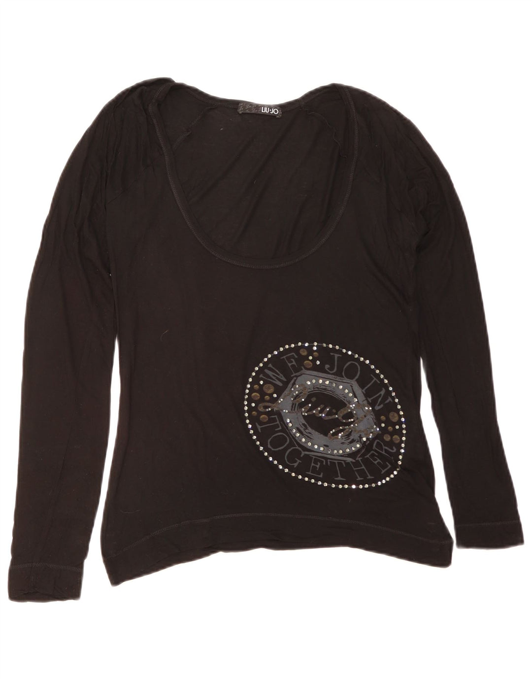 Liu Jo Damen Graphic Top Langarm IT 44 Mittelschwarze Viskose