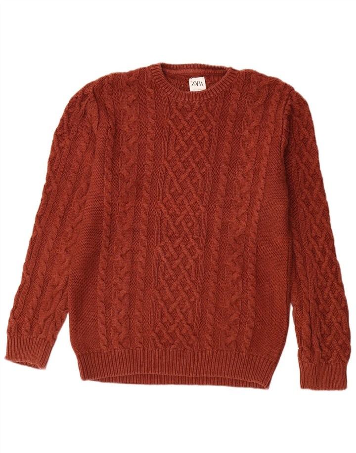 Zara Herren-Pullover mit Rundhalsausschnitt, Mittelbraun