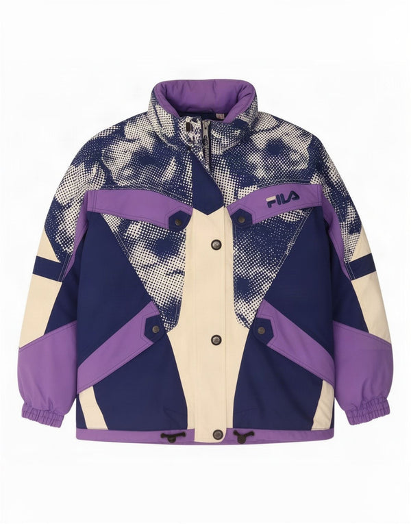Fila Damen Übergroße Skijacke IT 42 Medium Mehrfarbiger Farbblock