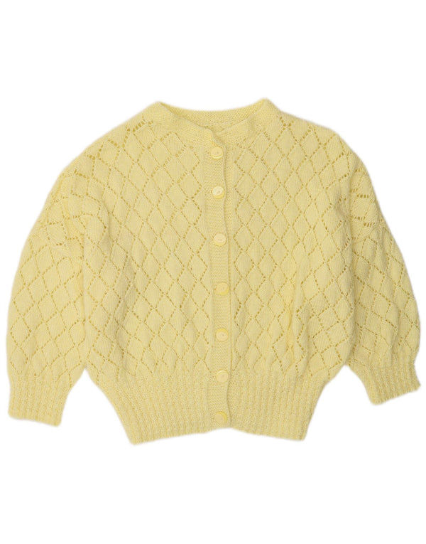 Vintage Damen 3/4 Ärmel Cardigan Pullover UK 16 Groß Gelb