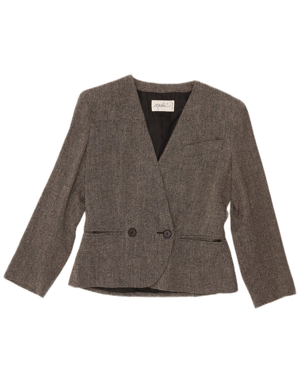 Zweireihiger Blazer für Damen von Maska, Größe IT 42, mittelgrau, Fischgrätenmuster