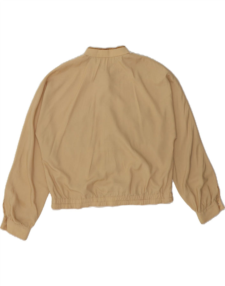 VINTAGE Womens Crop Shirt Blouse UK 14 Medium Beige Rayon Vintage Vintage and Second-Hand Vintage from Messina Hembry 