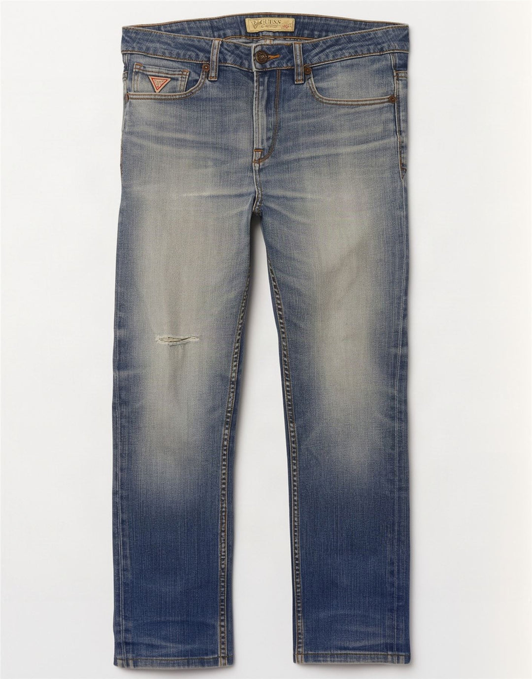 Guess Herren Straight Jeans W32 L29 Blaue Baumwolle