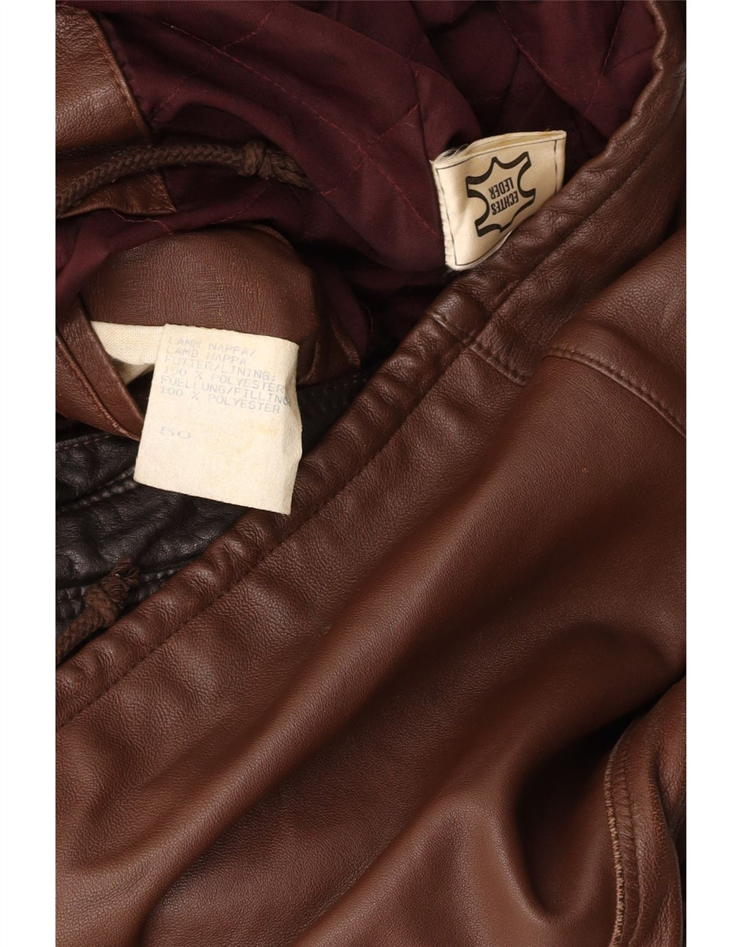 VINTAGE Herren Lederjacke IT 50 Großes braunes Leder