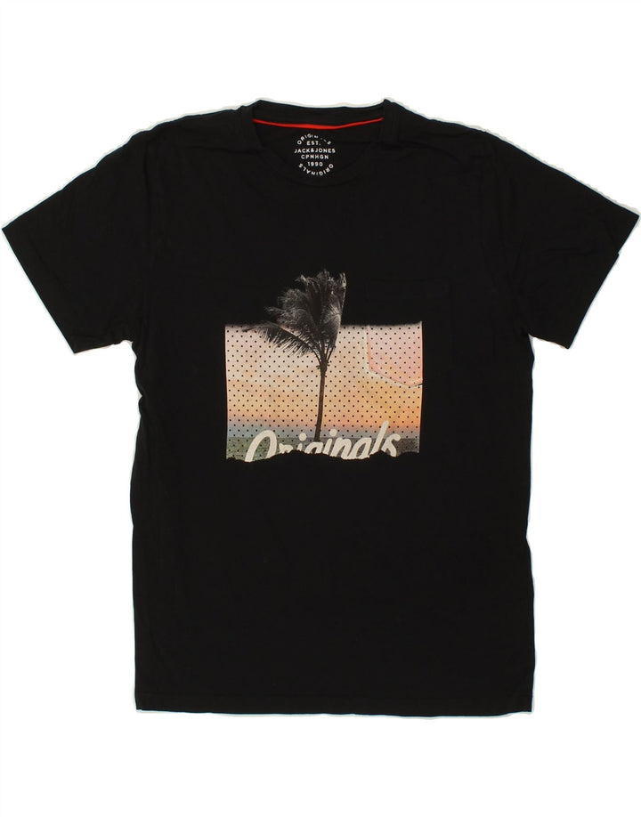 JACK & JONES Mens Graphic T-Shirt Top Medium Black Cotton Vintage Jack & Jones and Second-Hand Jack & Jones from Messina Hembry 