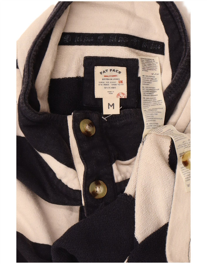 FAT FACE Herren-Sweatshirt mit Knopfkragen, mittleres Marineblau gestreift