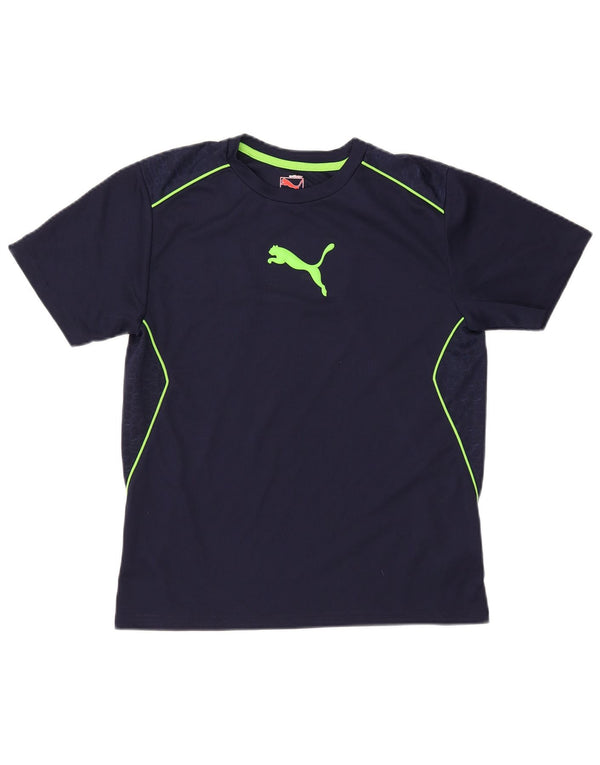 Puma Grafik-T-Shirt für Jungen, 11–12 Jahre, groß, marineblau gestreift, Polyester