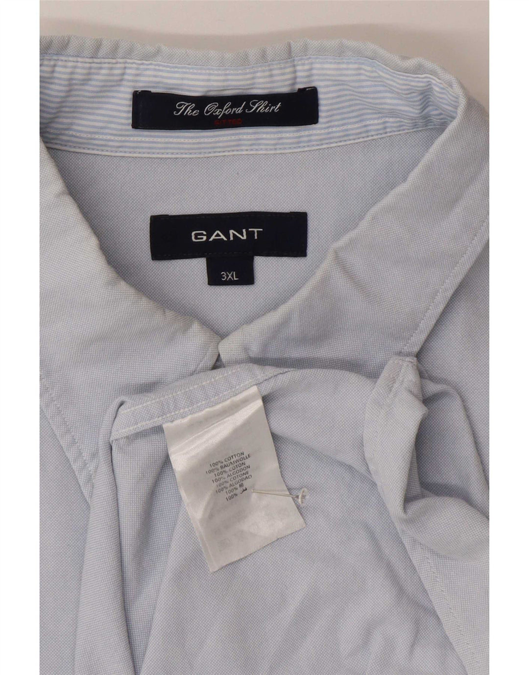 Gant Herrenhemd 3XL Blaue Baumwolle