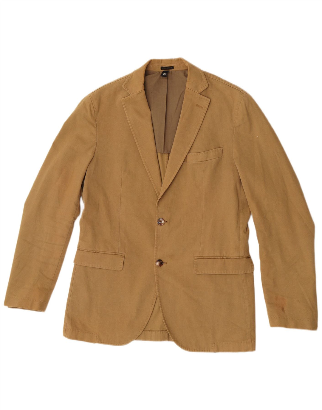Massimo Dutti Herren-Blazer mit 2 Knöpfen, EU 48, mittlere Khaki-Baumwolle