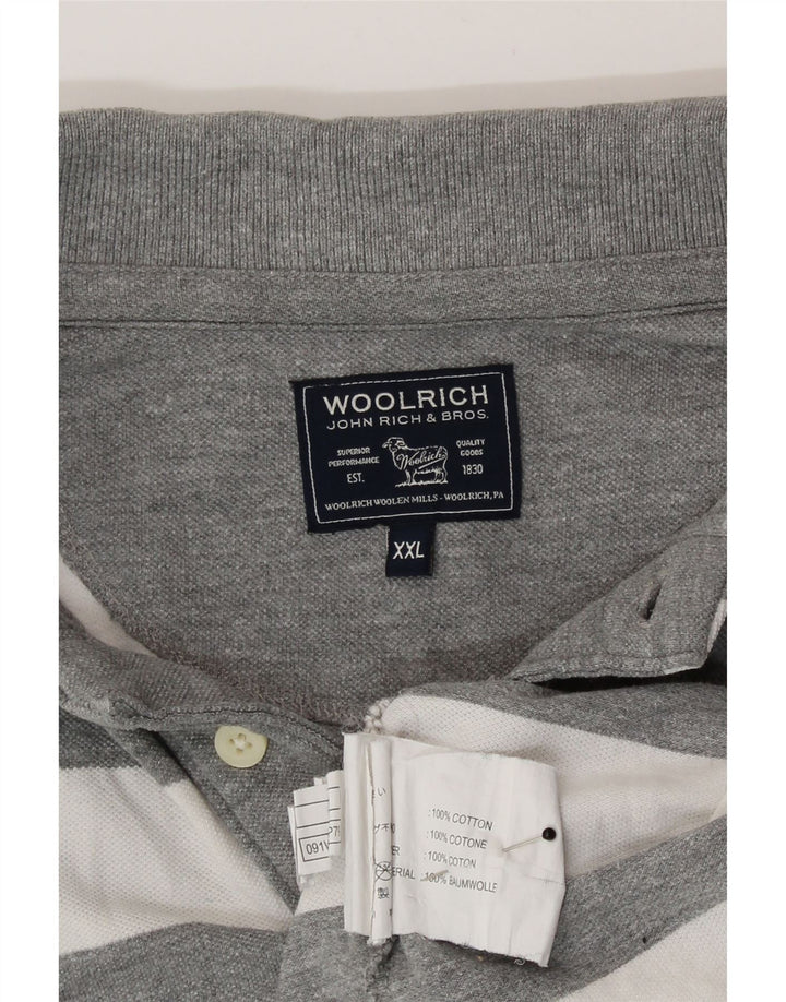 Woolrich Herren-Poloshirt 2XL grau gestreift aus Baumwolle