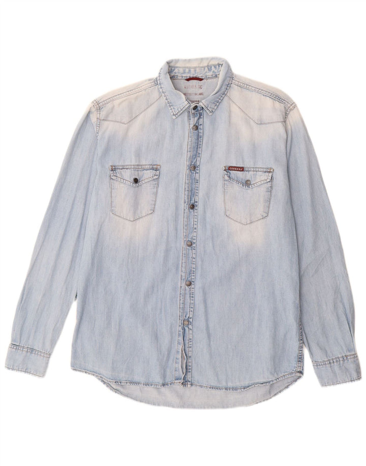 Carrera Herren-Jeanshemd, große blaue Baumwolle