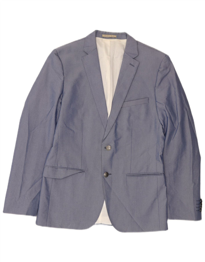 Zara Herren-Blazer mit 2 Knöpfen, Gr. 36, Größe S, Blau, Baumwolle