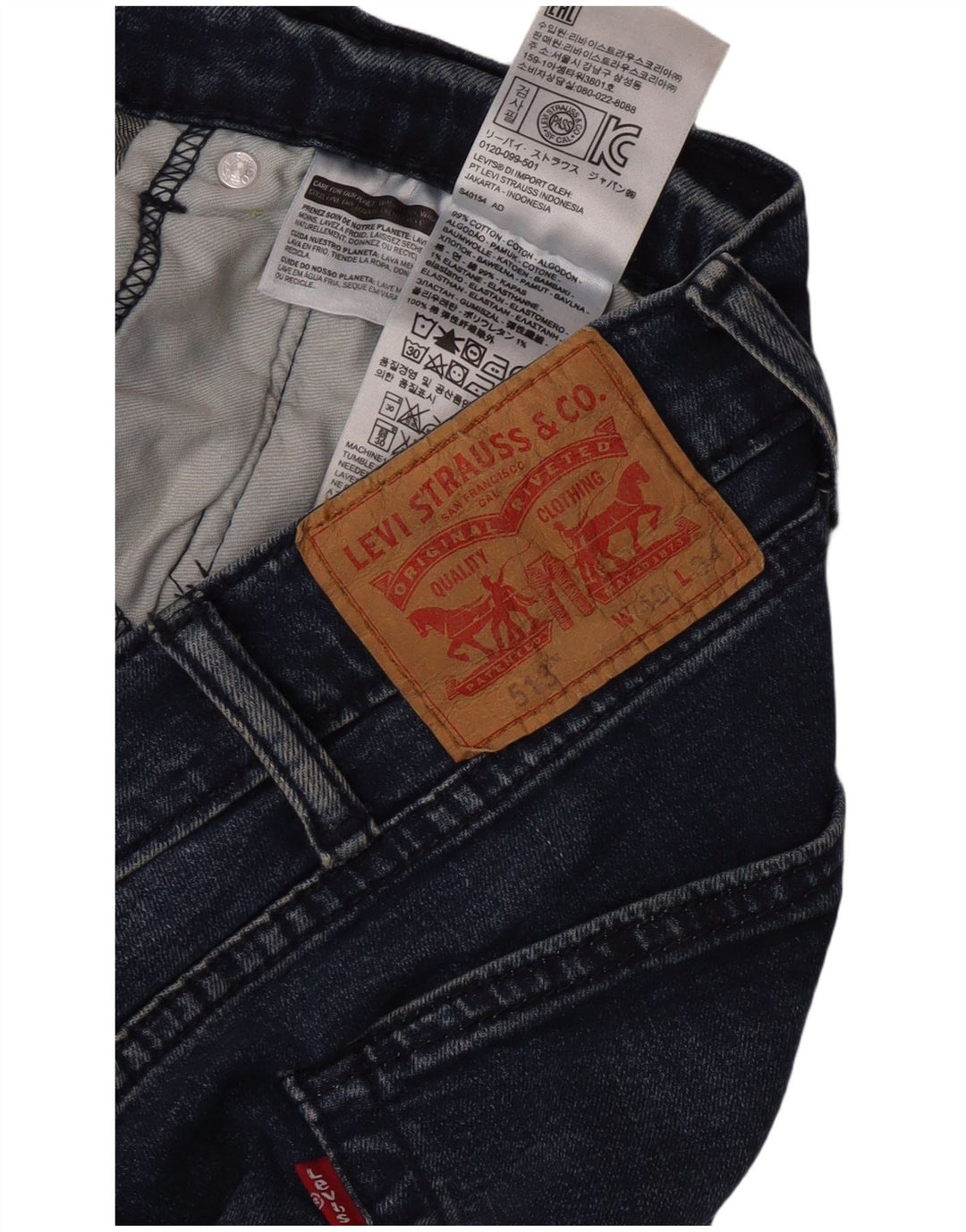 Levi's Herren 513 Slim Straight Jeans W40 L27 Blaue Baumwolle