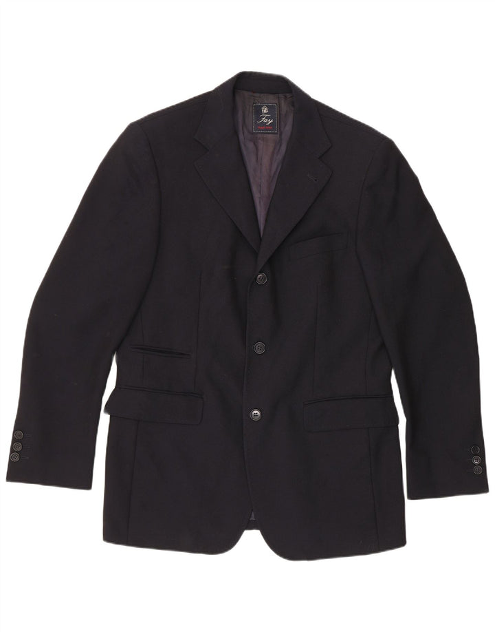 Fay Mens 3 Button Blazer Jacket UK 38 Medium Navy Blue Virgin Wool