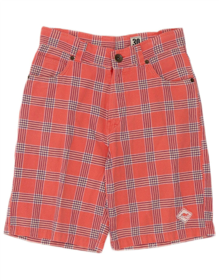 Vintage Herren Casual Shorts W30 Mittelrosa Karo Baumwolle