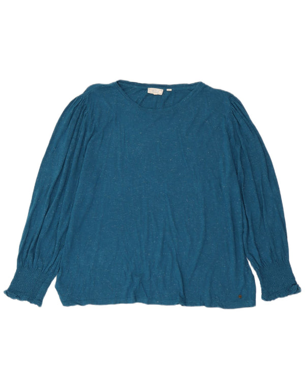 Fat Face Damen-Top, langärmelig, UK 20 2XL, blau gefleckte Viskose