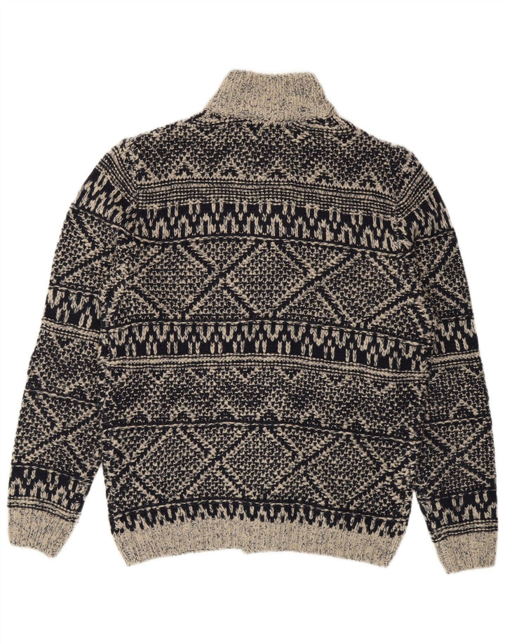 Angelo Litrico Herren-Strickjacke, mittleres Marineblau, Fair-Isle-Acryl