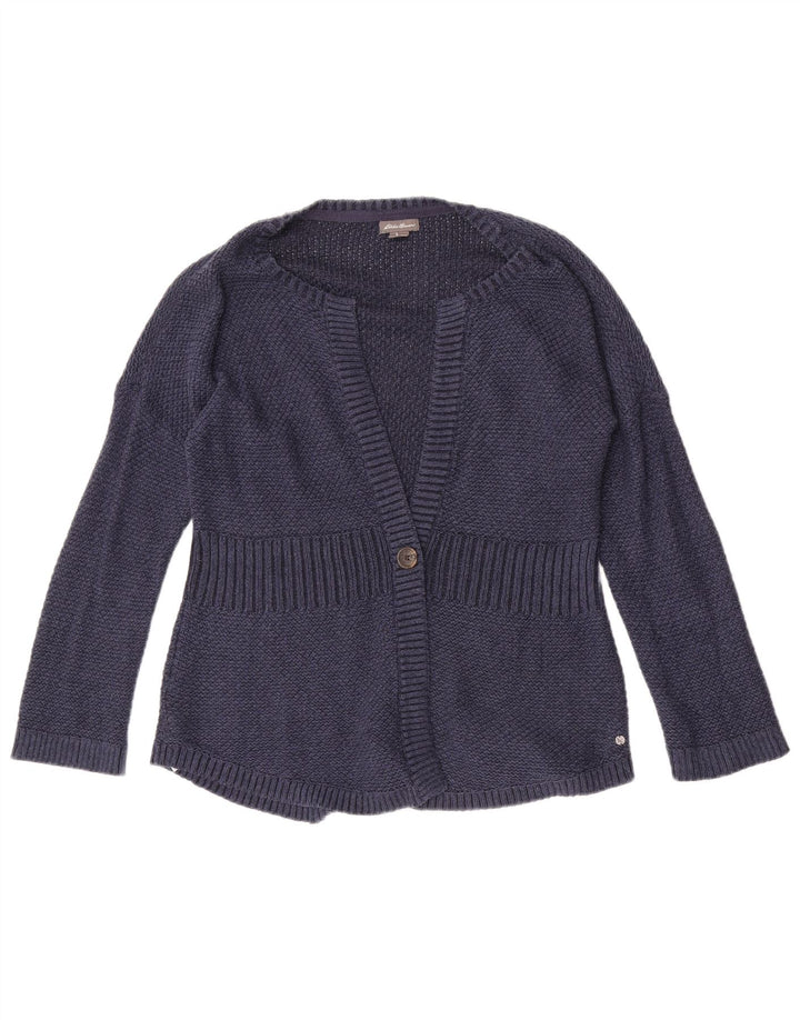 Eddie Bauer Damen-Cardigan-Pullover UK 14 Medium Navy Blue Cotton