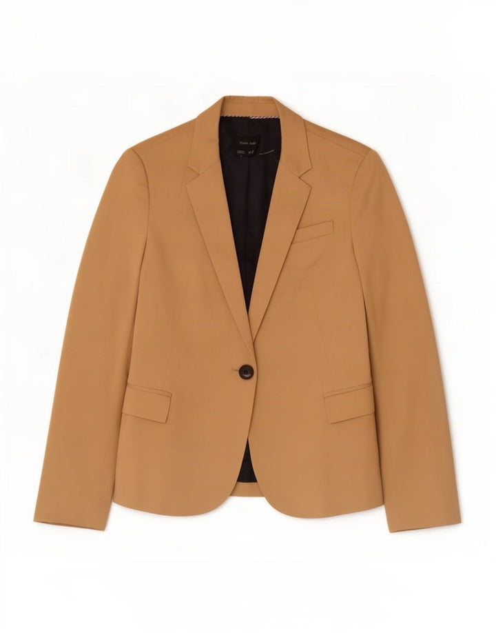 Zara Damen-Blazer mit 1 Knopf, UK 12, mittelbeige Baumwolle