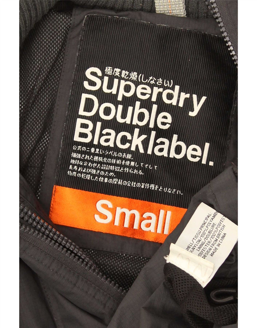 Superdry Herren-Windbreaker-Jacke mit Grafik, UK 36, Small, graues Nylon