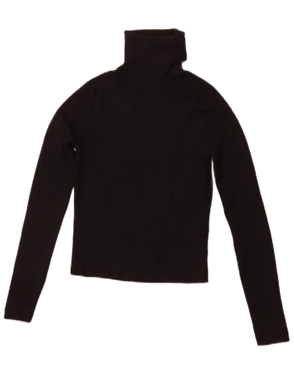 ZARA Damen Crop Rollkragenpullover Pullover UK 12 Mittelschwarze Viskose