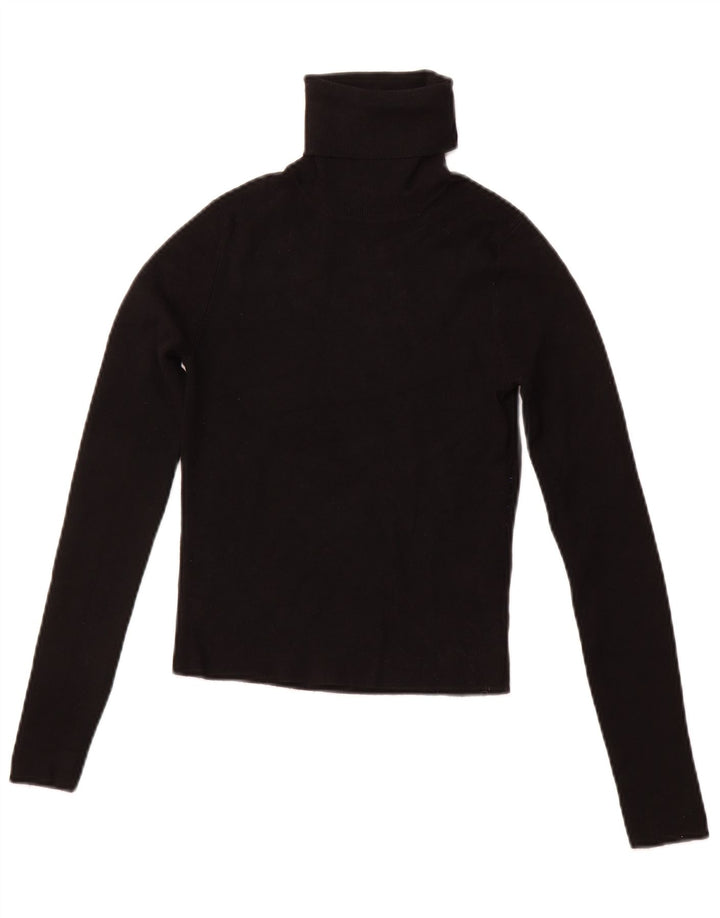 ZARA Damen Crop Rollkragenpullover Pullover UK 12 Mittelschwarze Viskose