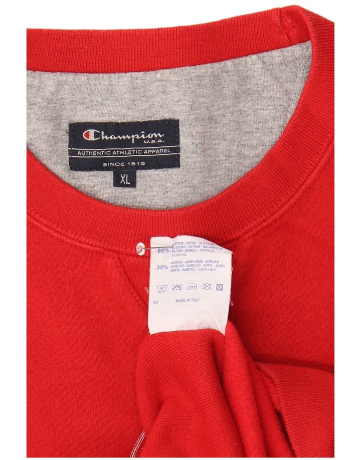 CHAMPION Herren-Sweatshirt mit Grafik, XL, rote Baumwolle
