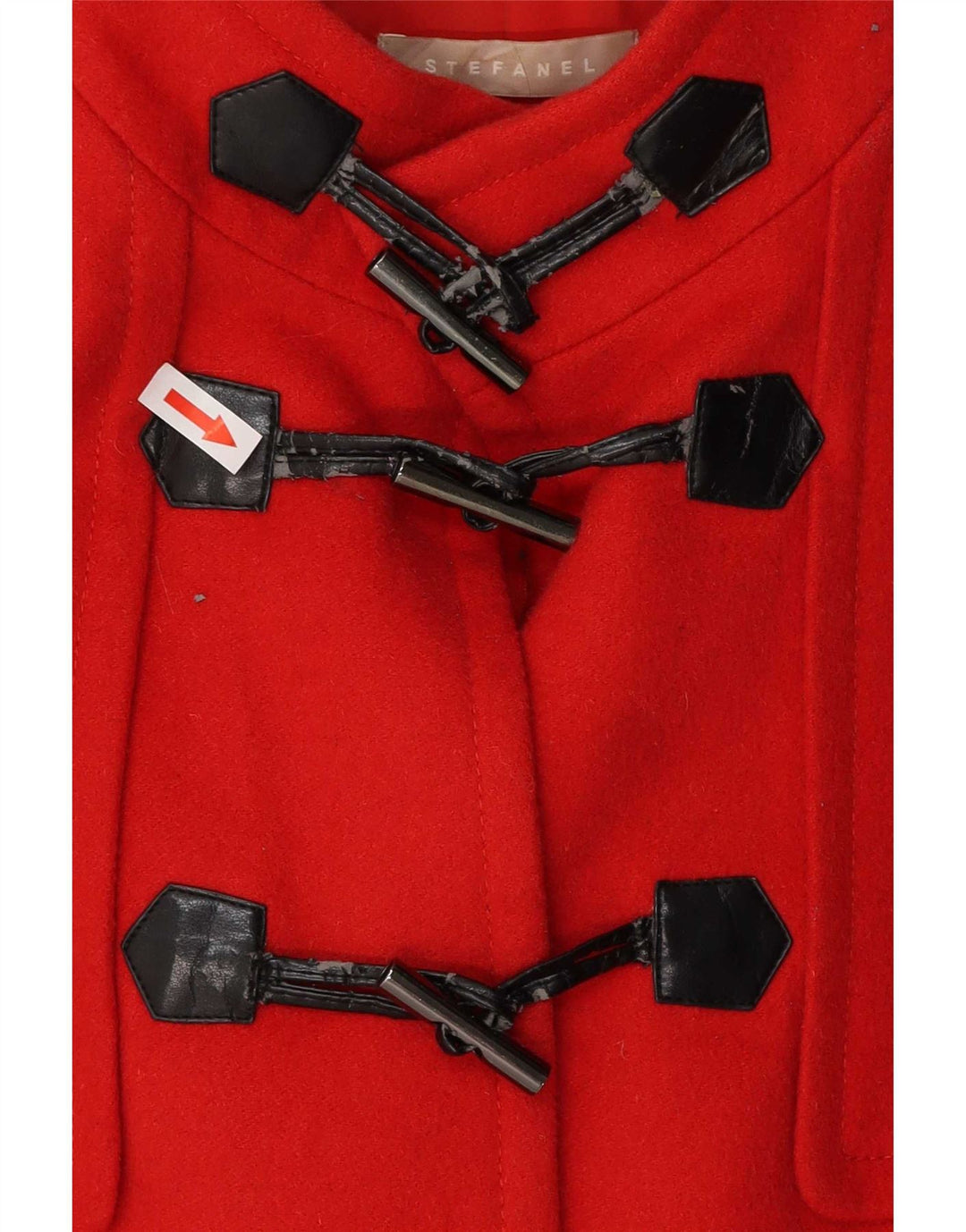 Stefanel Damen-Dufflecoat mit Kapuze IT 48 XL, rote Schurwolle
