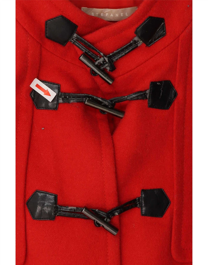 Stefanel Damen-Dufflecoat mit Kapuze IT 48 XL, rote Schurwolle