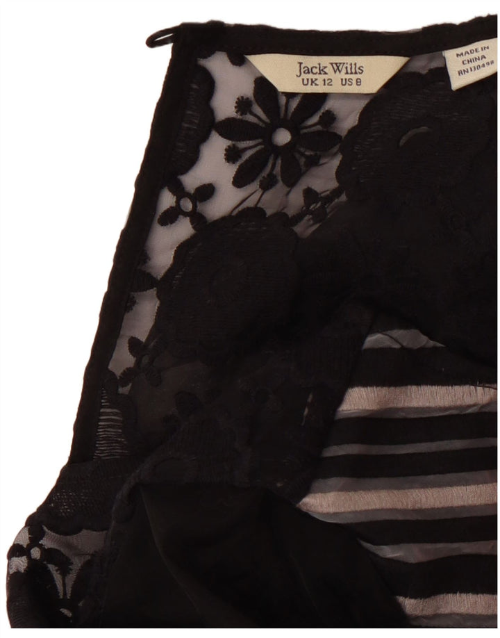 JACK WILLS Womens Lace Shift Dress UK 12 Medium  Black Floral