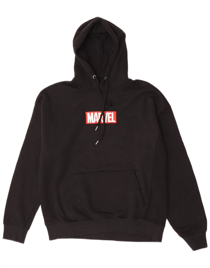 Pull & Bear Herren-Kapuzenpullover mit Marvel-Grafik, groß, aus schwarzem Polyester
