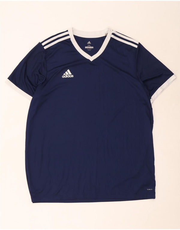 Adidas Herren Climalite T-Shirt Top 2XL Marineblau Colourblock Polyester
