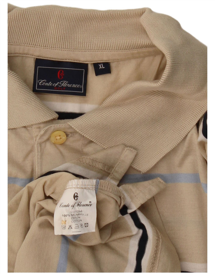 CONTE OF FLORENCE Herren Poloshirt XL Beige gestreift aus Baumwolle