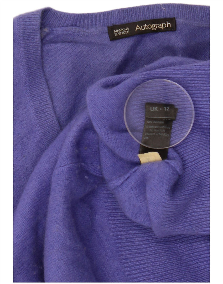 Marks & Spencer Damen Autograph Pullover mit V-Ausschnitt, UK 12, Mittelviolett