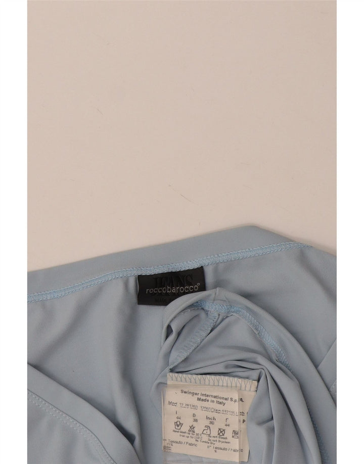 Roccobarocco Damen Crop Graphic Weste Top IT 44 Mittelblaues, geblümtes Nylon