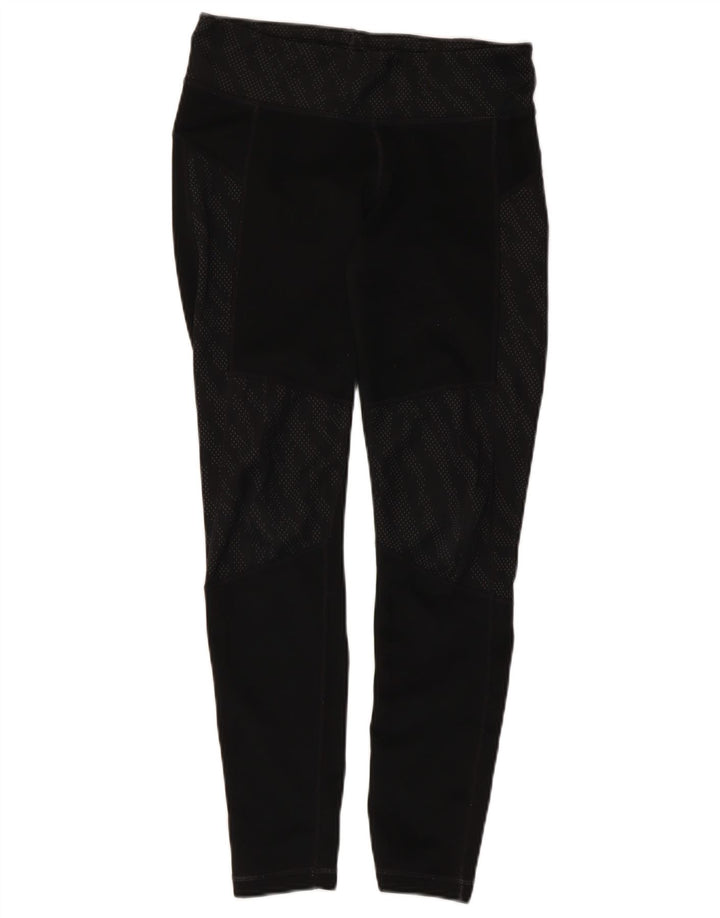 Adidas Damen Climalite Leggings UK 8/10 Small Schwarz geflecktes Polyester