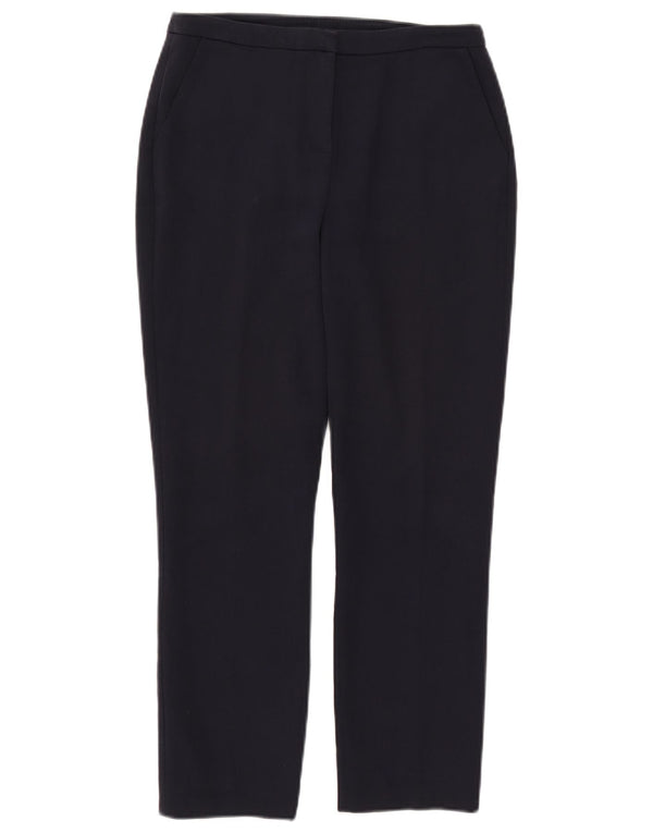 Reiss Womens Straight Cropped Trousers UK 6 XS W27 L25 Navy Blue Cotton