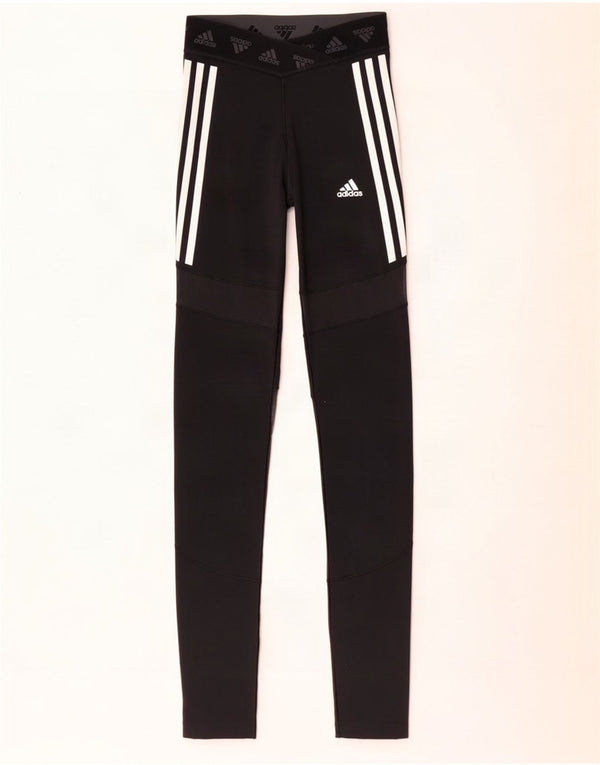 Adidas Damen Aeroready Graphic Leggings UK 8/10 Small Schwarz