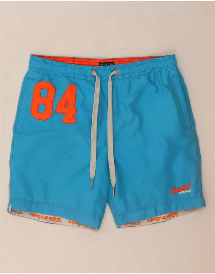 Superdry Herren Badeshorts mit Grafik, Größe L, Blau, Polyester