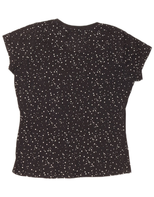 Superdry Damen Grafik-T-Shirt-Oberteil UK 14 Large Schwarz gefleckt