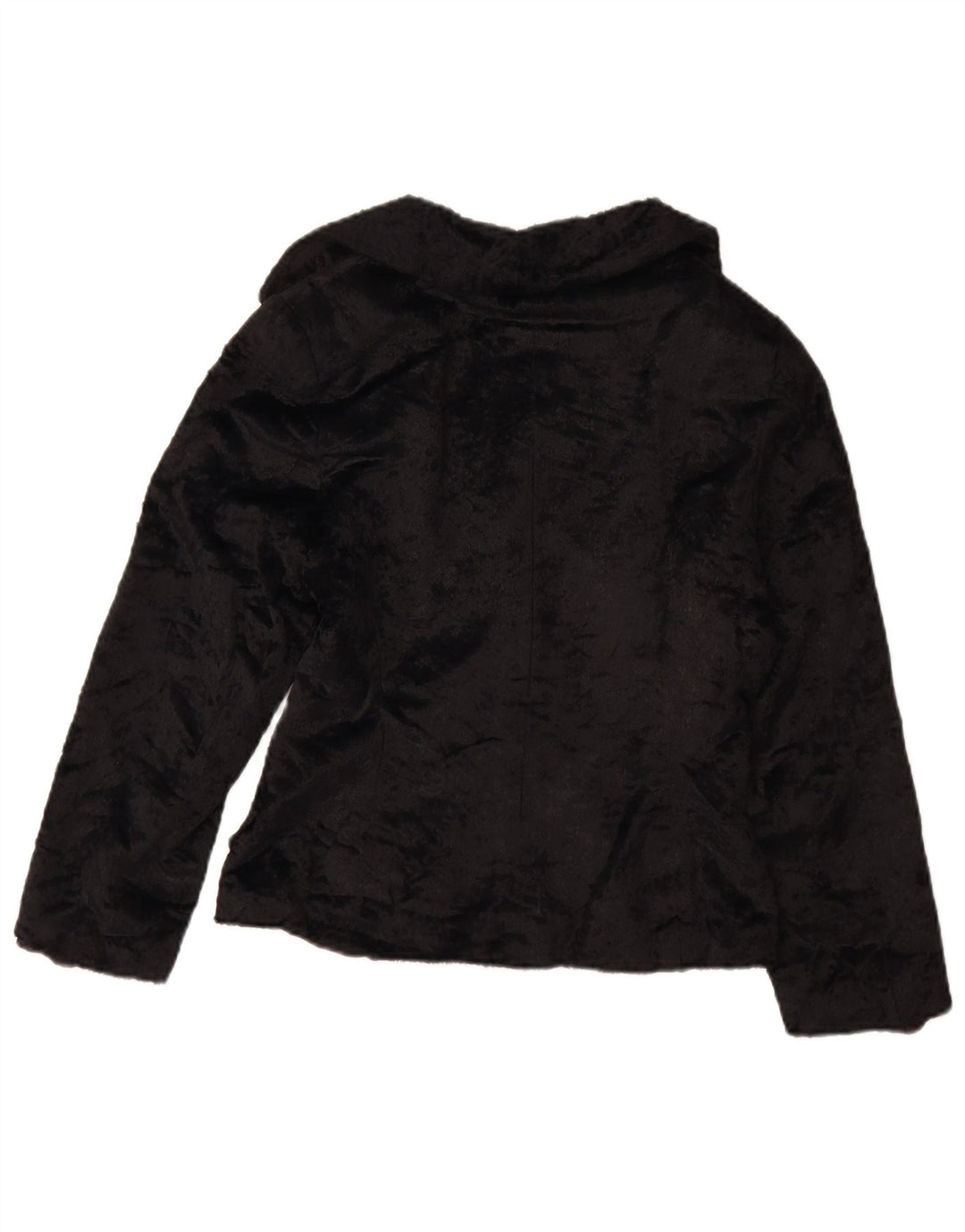 Vintage Damen Kunstfelljacke UK 12 Medium Schwarz Polyamid