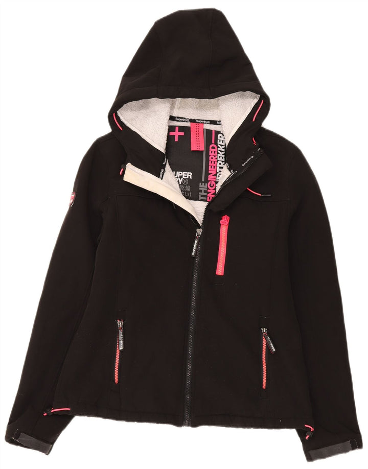 Superdry Damen-Windbreakerjacke mit Kapuze, UK 12, mittelschwarz