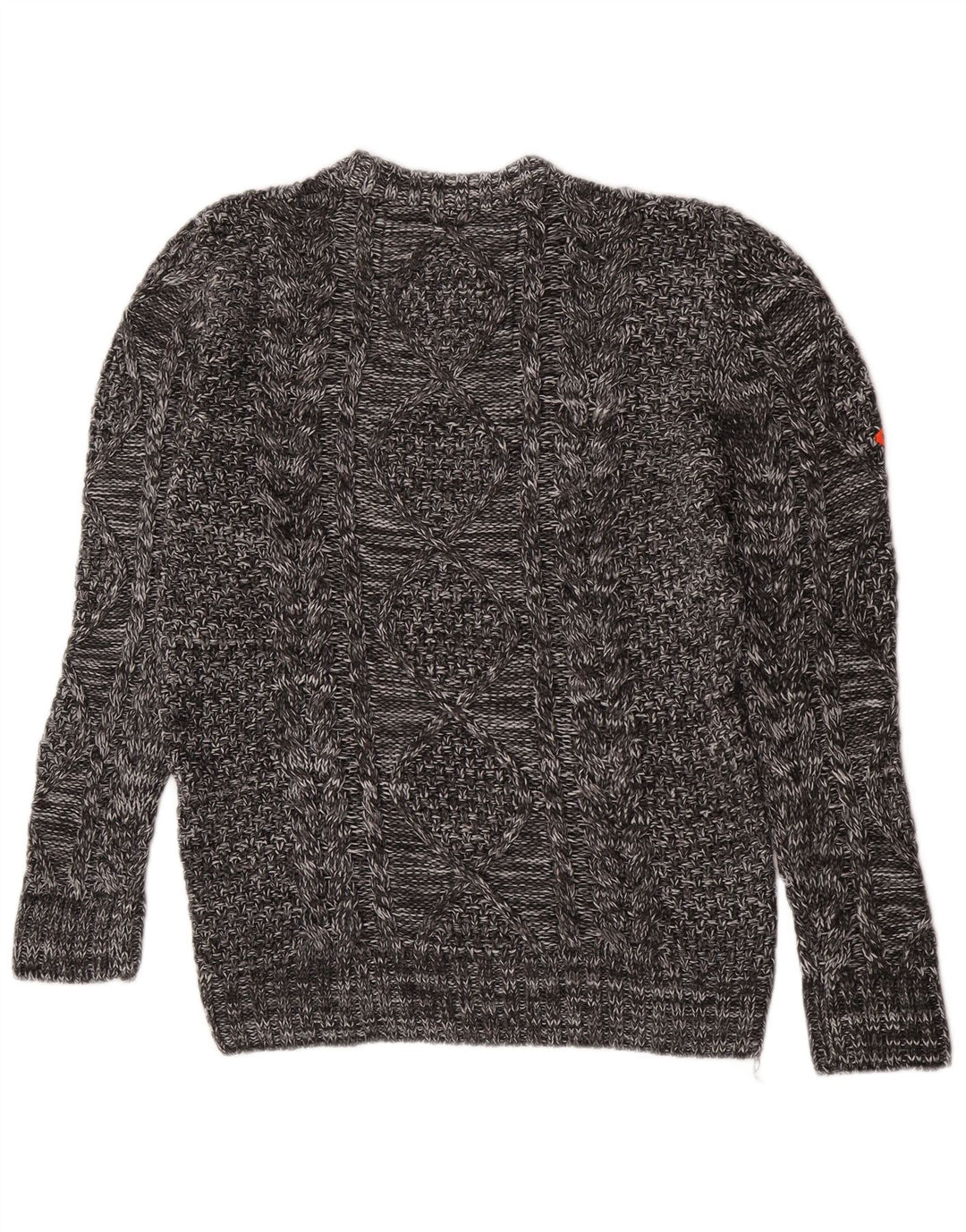 Superdry Herren-Pullover mit Rundhalsausschnitt, mittelgrau meliert, Acryl, Winter