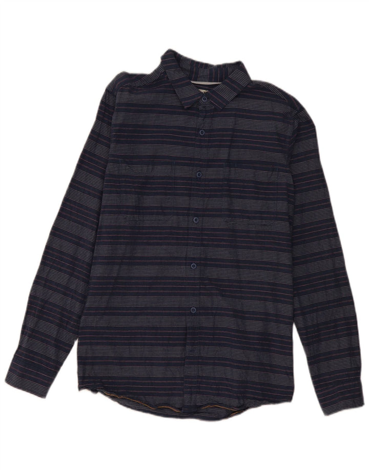 Hurley Herren-Flanellhemd mit klassischer Passform, mittelmarineblau, gestreift, Baumwolle